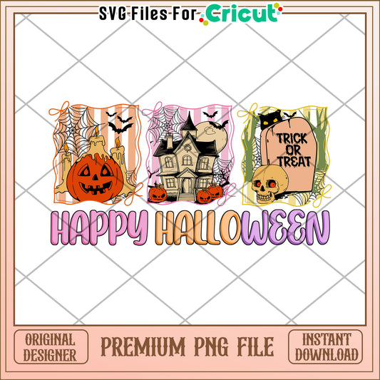 Happy halloween png, trick or treat  png, halloween quotes png