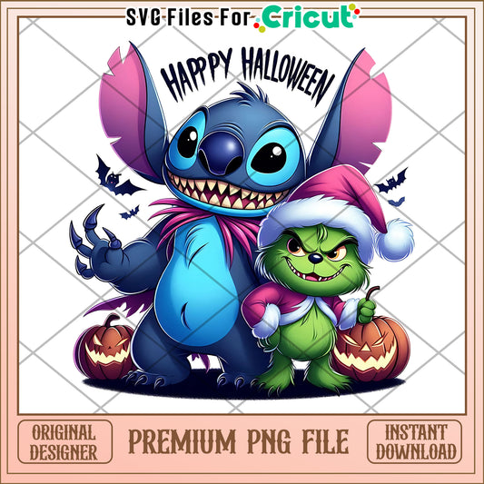 Happy halloween stitch png, halloween for kids png, stitch cartoon png
