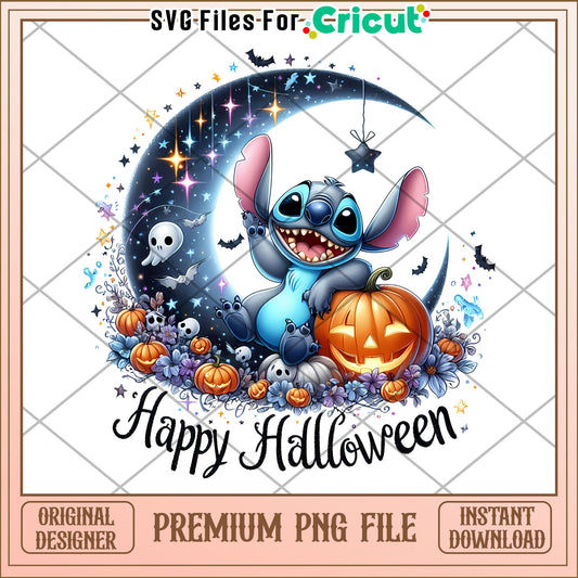 Happy moon stitch png, halloween cookies​ png, lilo and stitch png