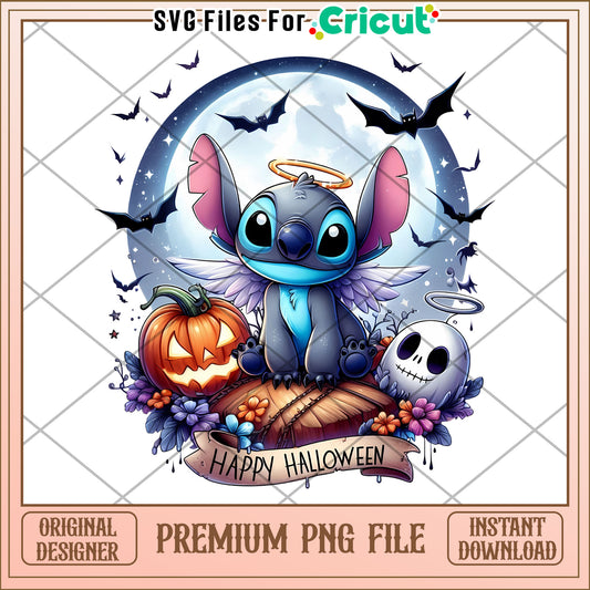 Happy stitch halloween png, spirit halloween png, funny stitch png