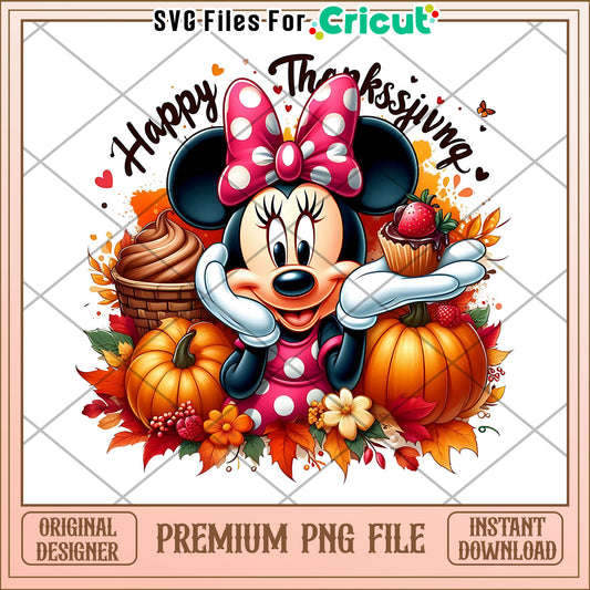 Happy thanks giving minnie png, thanksgiving season png, mickey mouse png