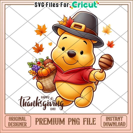 Happy thanksgiving winnie pooh png, thanksgiving season png, winnie the pooh png