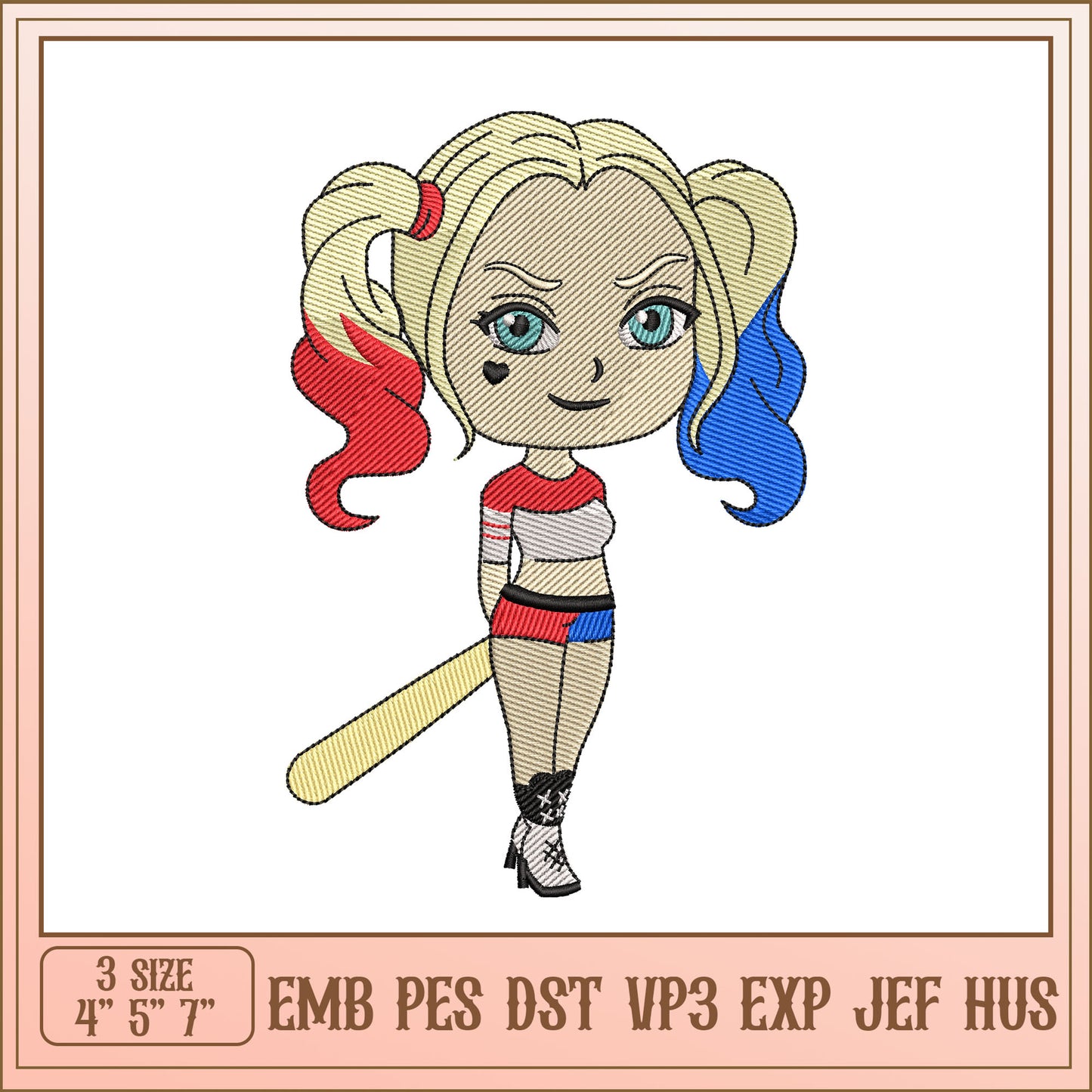 Harley Quinn Embroidery Design