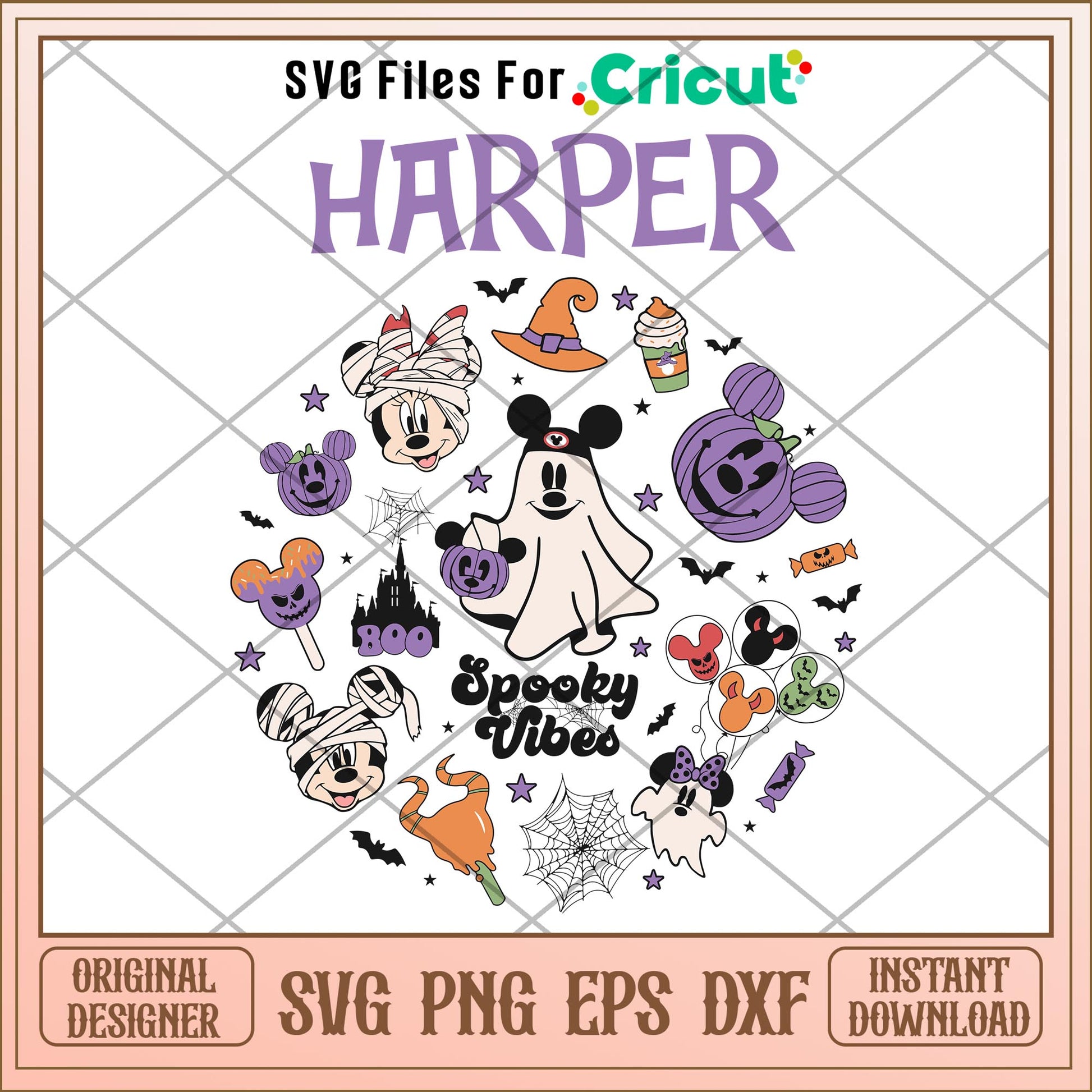 Harper Mouse halloween spooky vibes svg, Disney characters svg, Digital Download