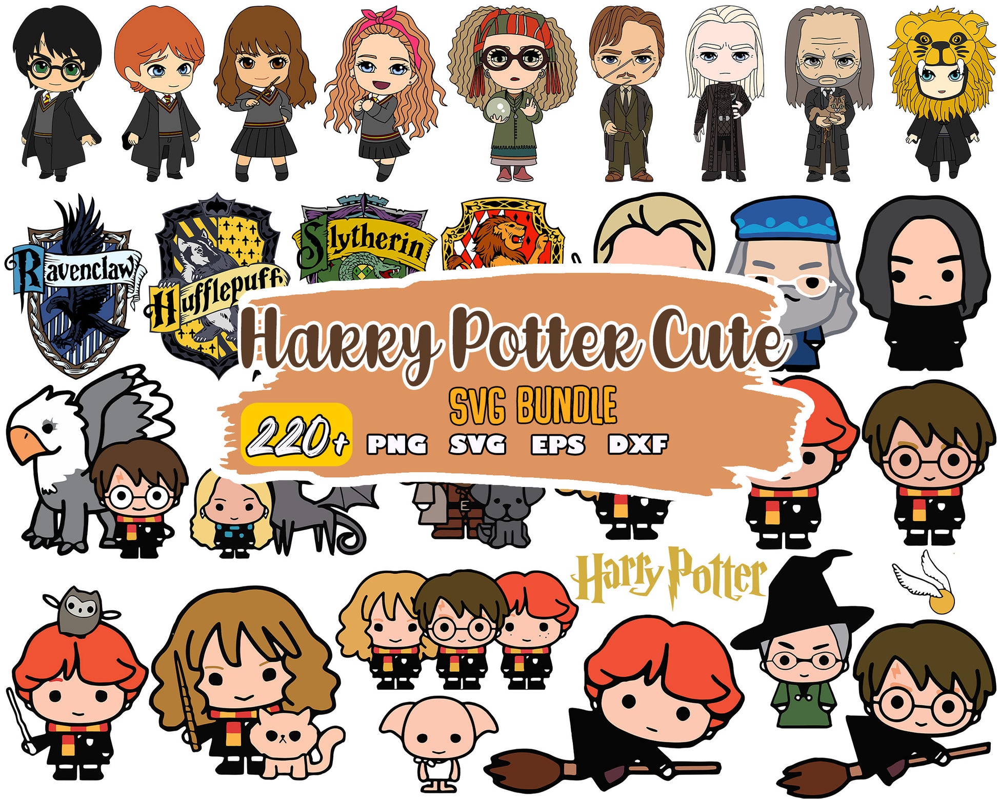 Harry potter characters chibi bundle svg, harry potter characters​ svg