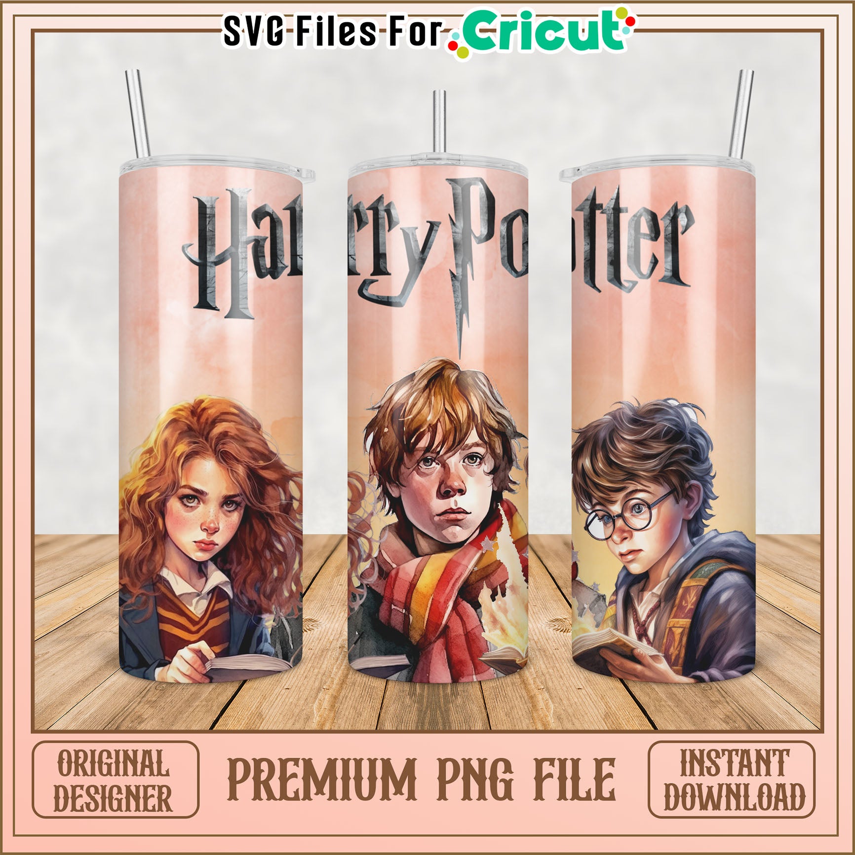 Harry Potter Tumbler Design PNG File for Cricut Crafting Projects