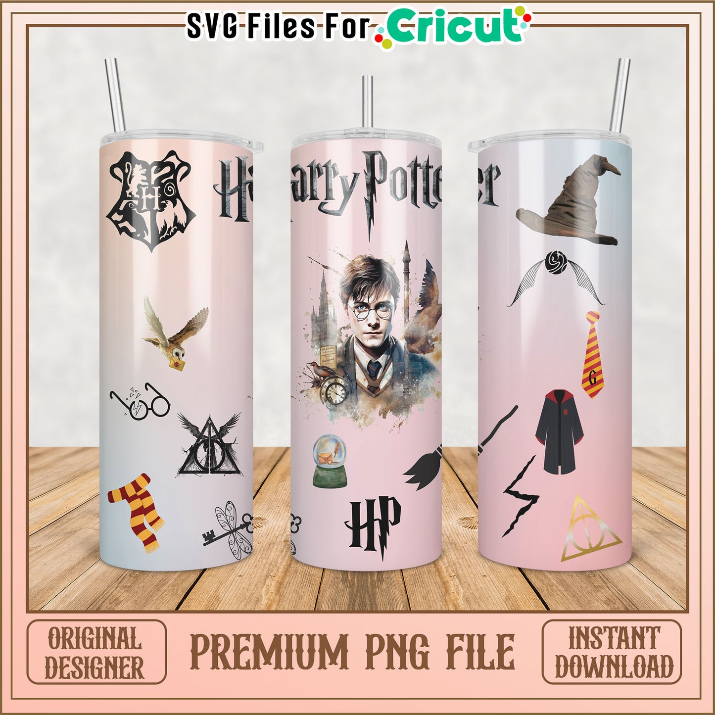 Harry Potter Tumbler Design Premium PNG for Cricut Users Download