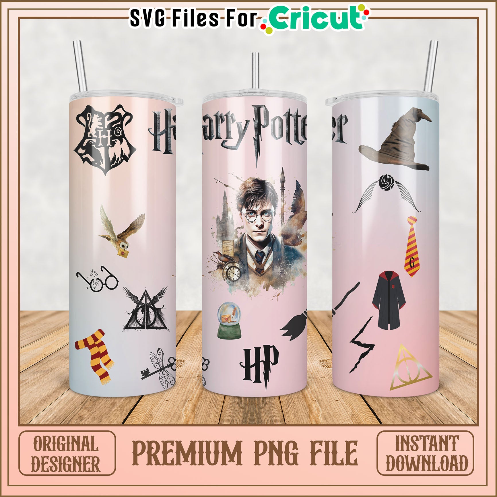 Harry Potter Tumbler Design Premium PNG for Cricut Users Download