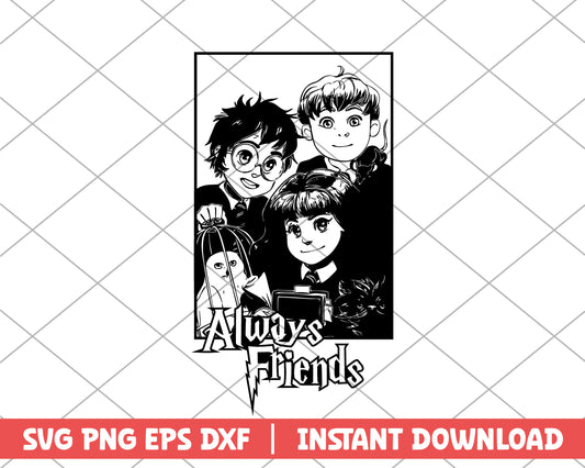 Harry Potter always friends cartoon svg