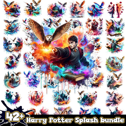 Harry potter watercolor design bundle png, harry potter characters​​ png