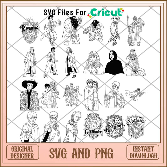 Harry Potter outline svg bundle, Harry Potter characters svg - Svgfileforcricut