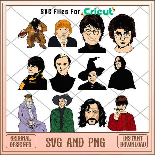 Harry Potter heads svg bundle, Hogwarts characters svg - Svgfileforcricut 