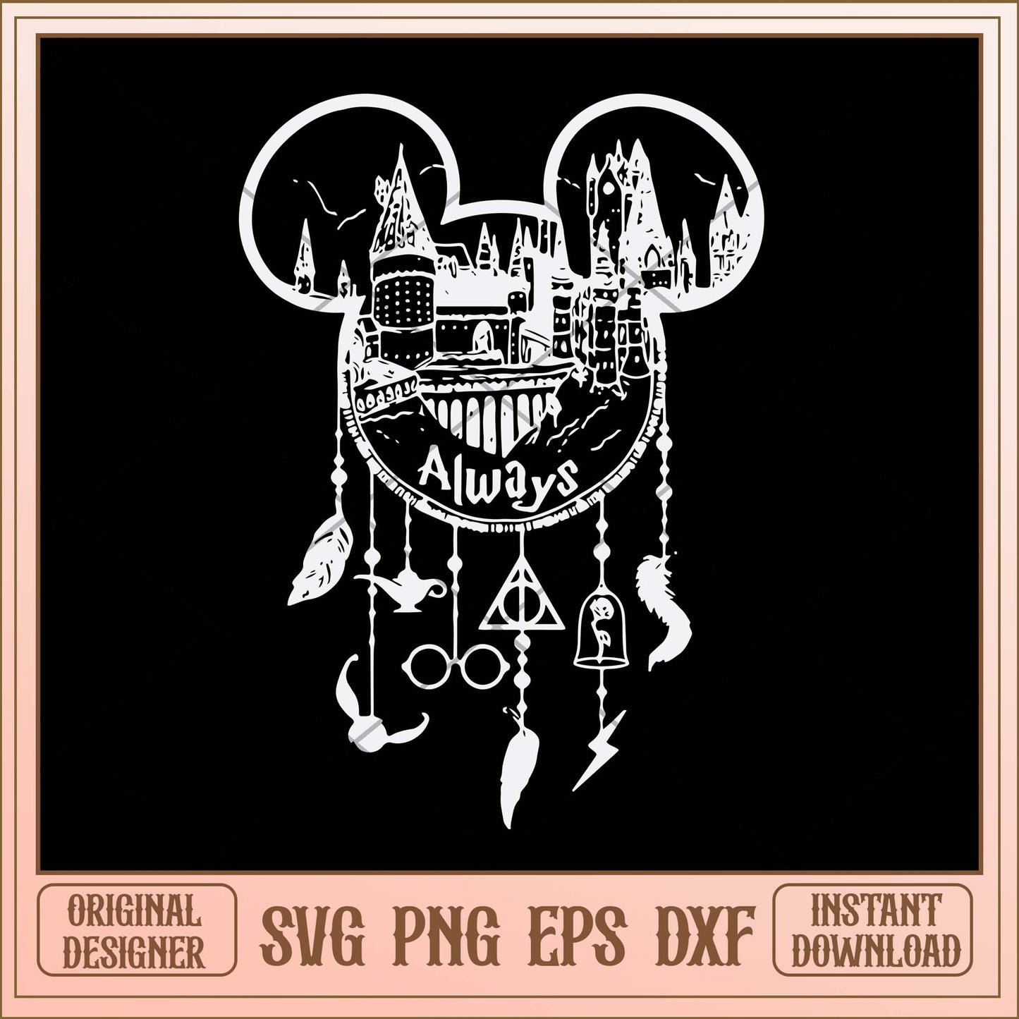 Harry Potter Always Mickey Mouse dream catcher svg, Mickey Harry Potter svg