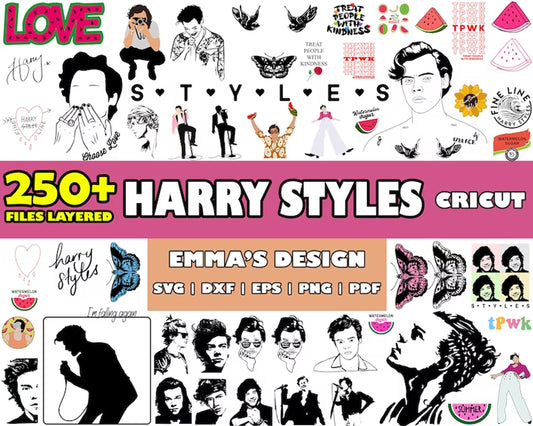 Harry styles black white design bundle svg, harry styles svg​