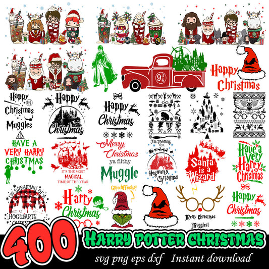 Harry Potter Christmas svg bundle, Christmas art svg bundle