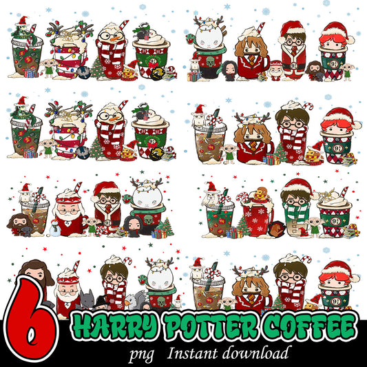 Harry Potter coffee bundle png, Christmas Harry Potter bundle