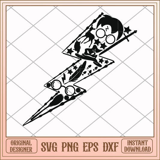 Harry potter lightning tatoo svg, harry potter svg, funny svg