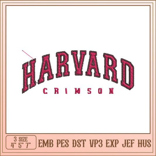 Harvard Crimson Embroidery Design