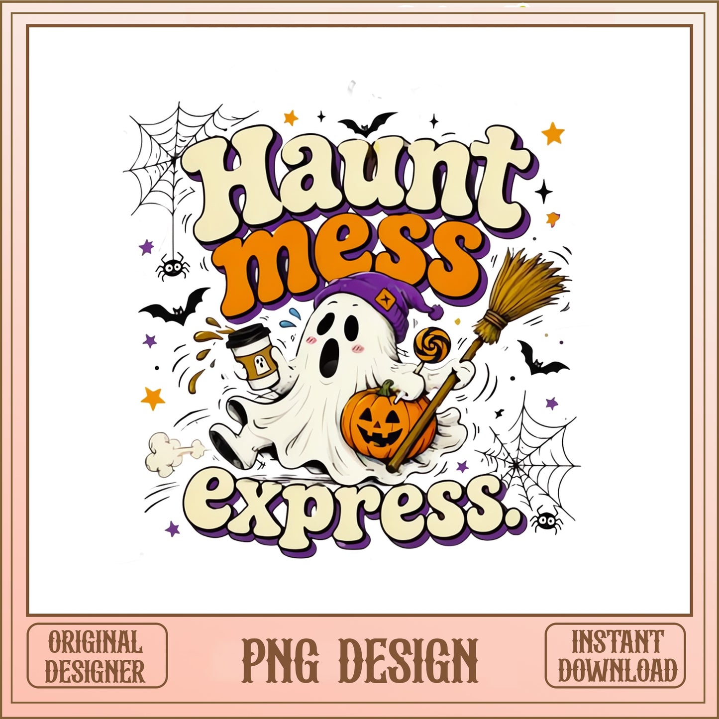 Haunt Mess Express Halloween PNG, Ghost Coffee PNG, Spooky PNG
