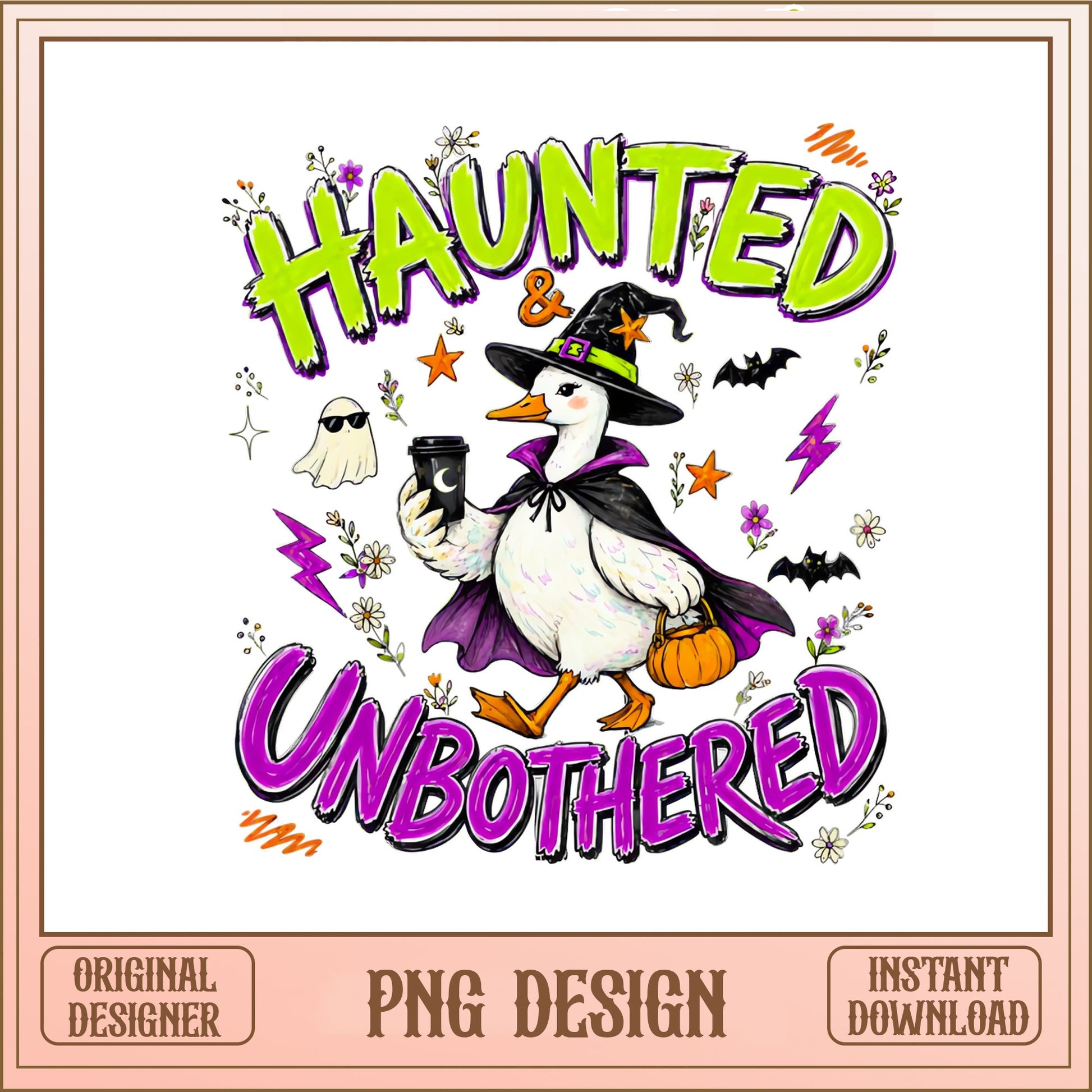 Haunted And Unbothered Duck PNG, Halloween Duck PNG, Witch Duck PNG