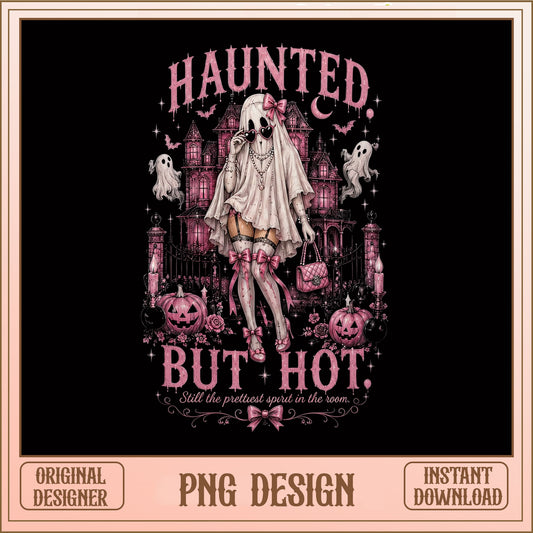 Haunted But Hot Ghost Girl PNG, Pink Halloween PNG, Spooky PNG