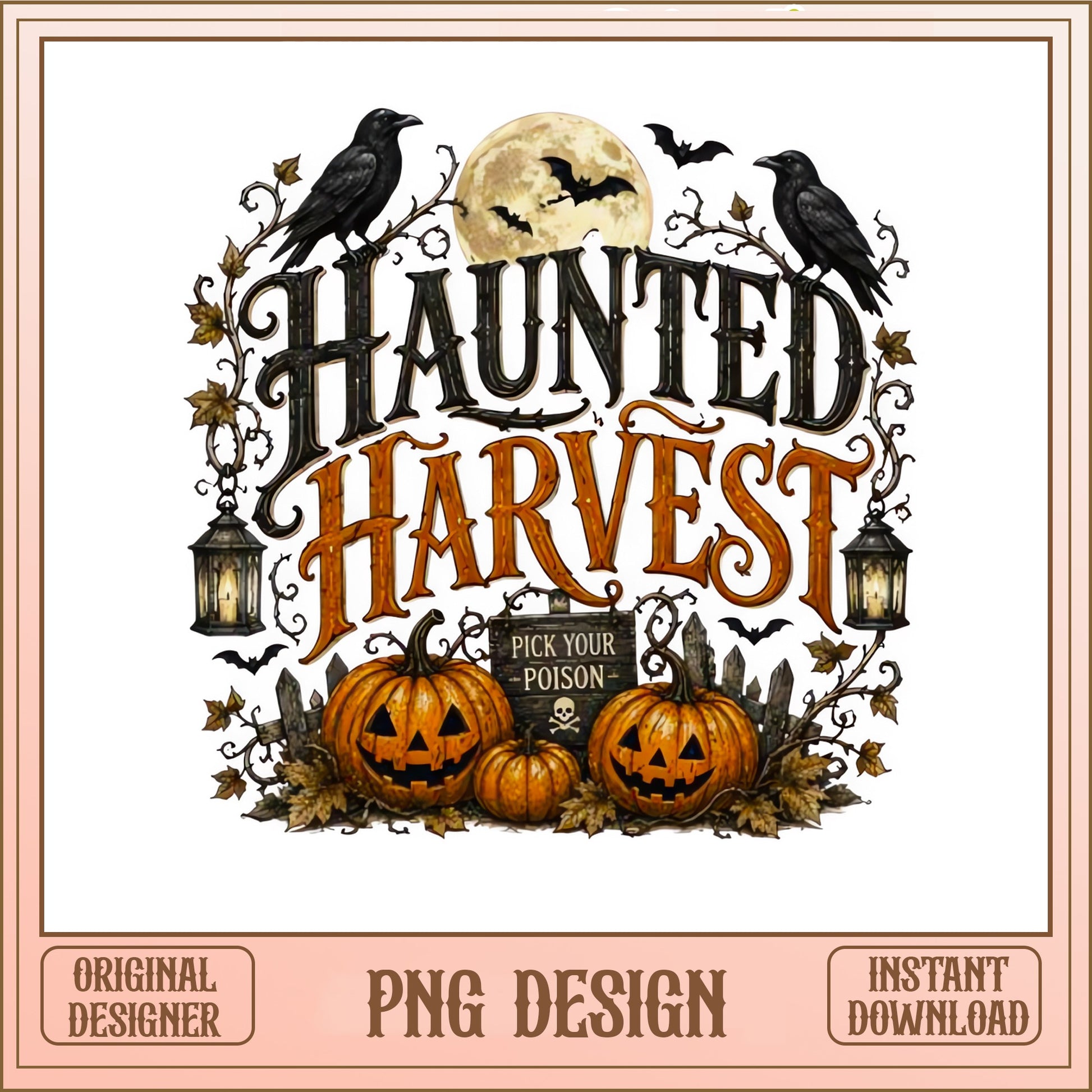 Haunted Harvest PNG, Halloween Pumpkin PNG, Spooky Fall PNG