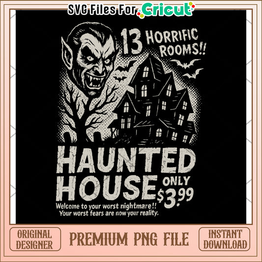 Haunted house 13 horror rooms png, halloween costumes png, spooky season png