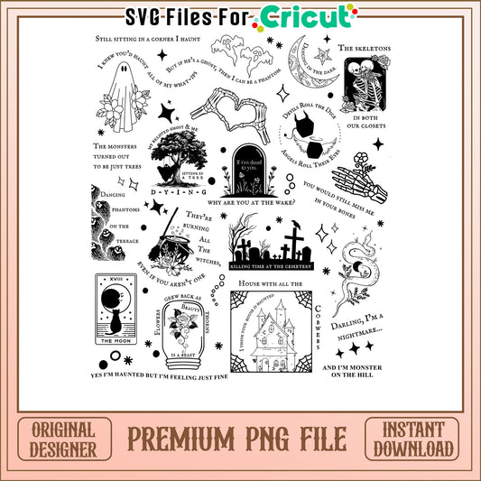 Haunting Illustrations for Cricut, Premium PNG Download for Crafters