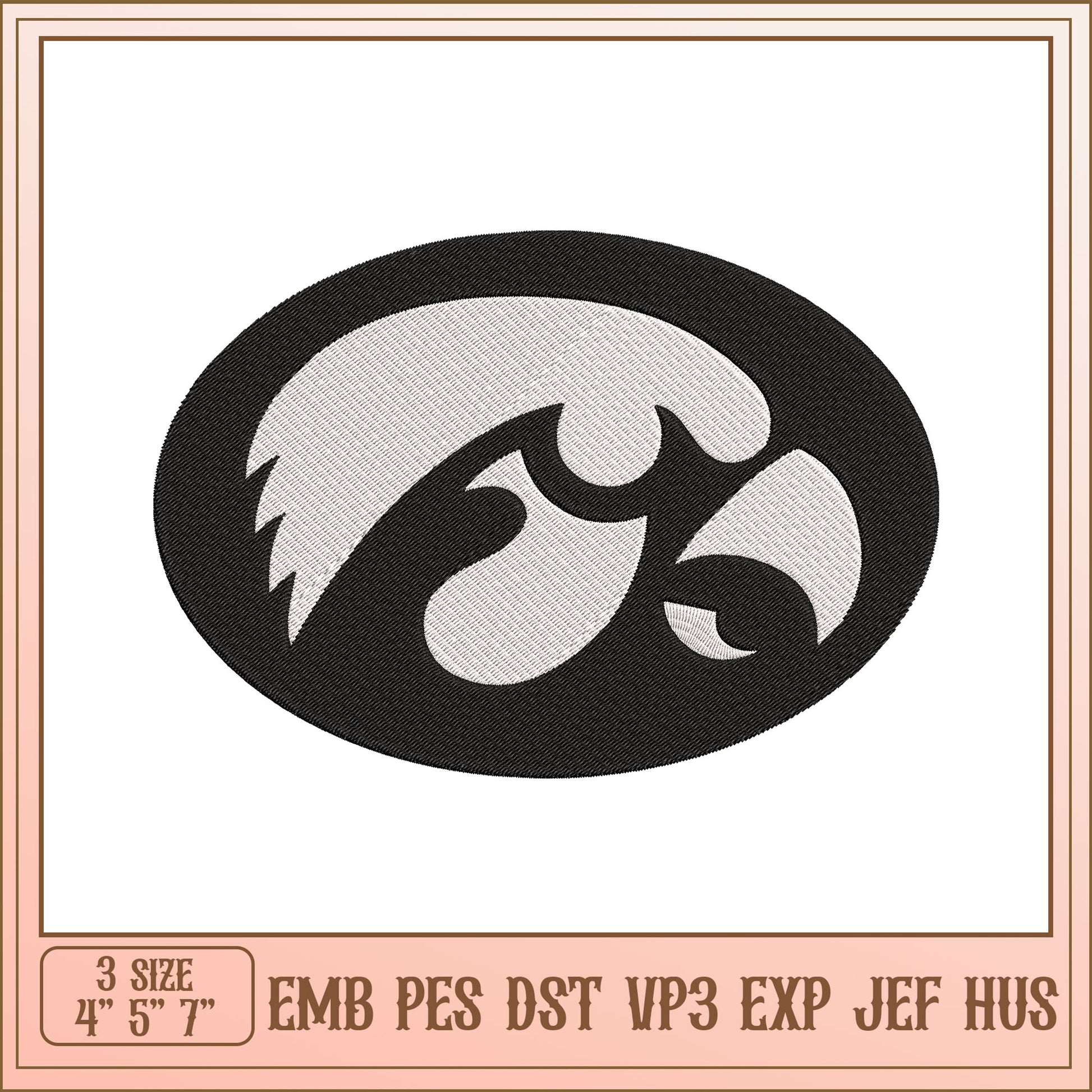 Hawk Embroidery Design 4x7 Inch