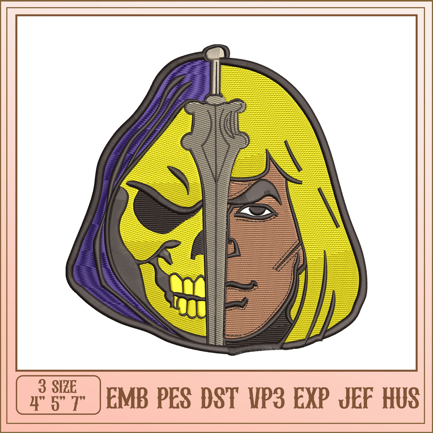 He-Man Skull Embroidery Design