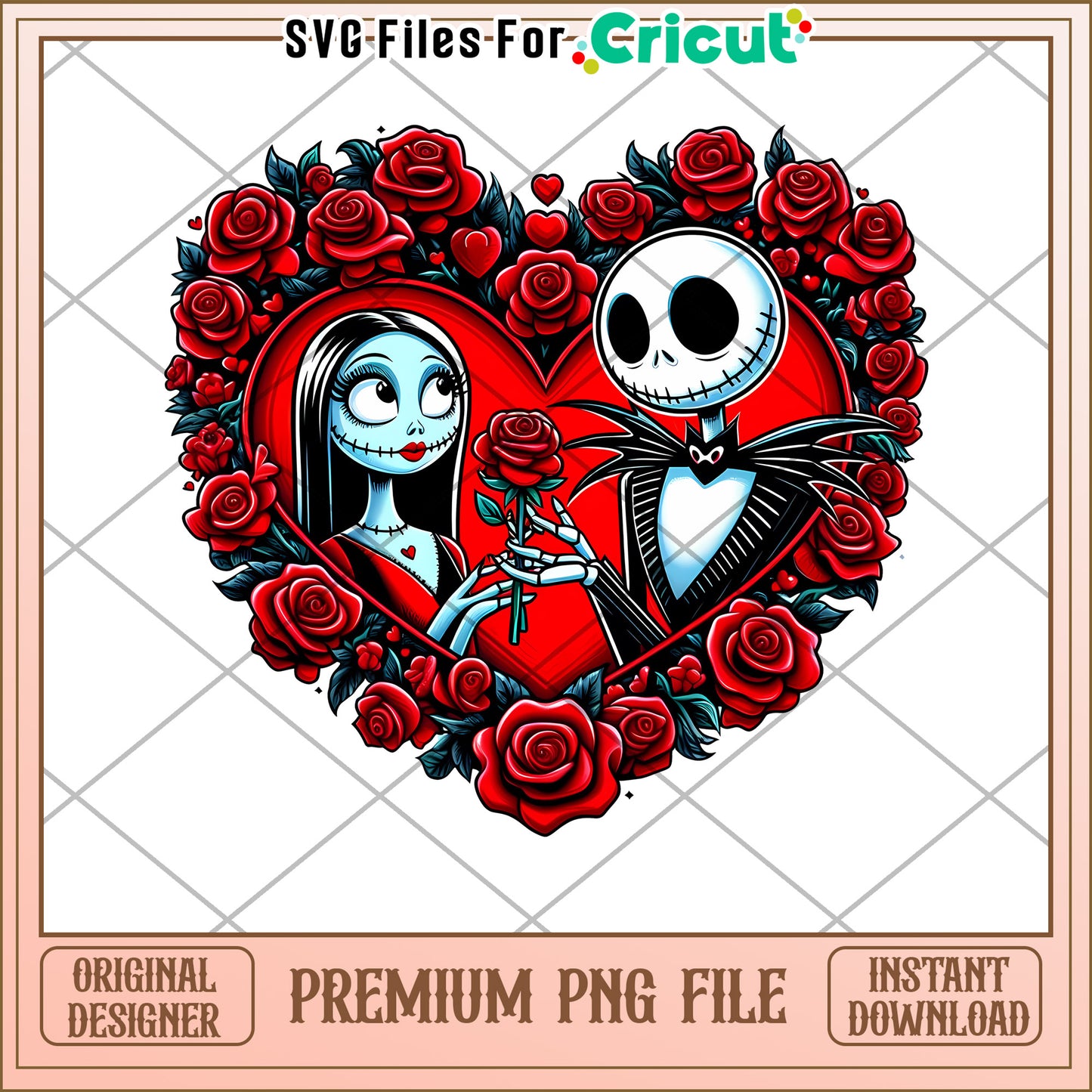 Heart Design PNG of Timeless Love with Roses and Skulls