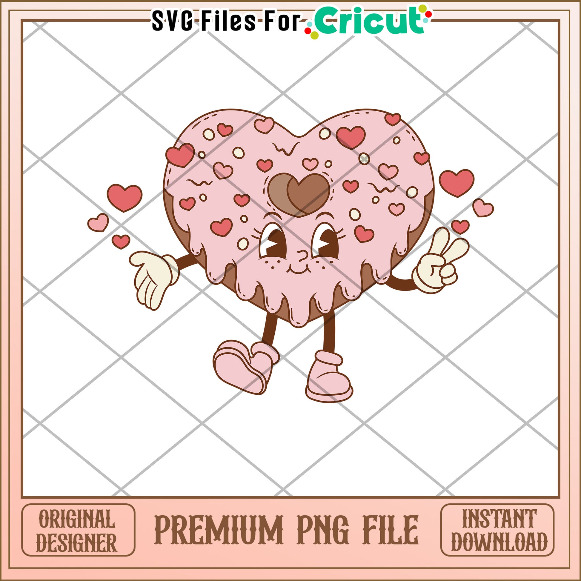 Heart Donut PNG Cute Valentine's Clipart