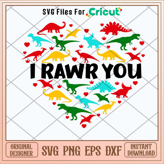 Heart I Rawr You Svg