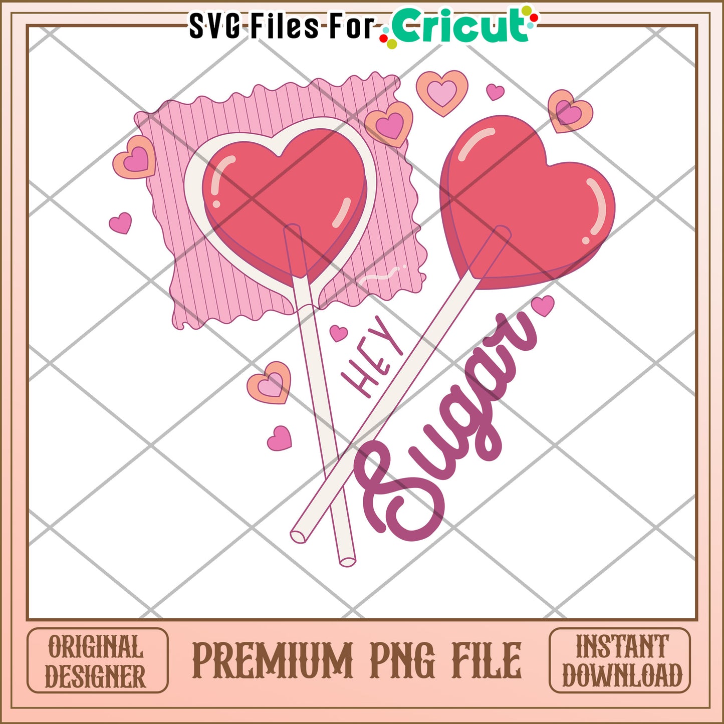 Heart Lollipop PNG Valentines Cricut Design