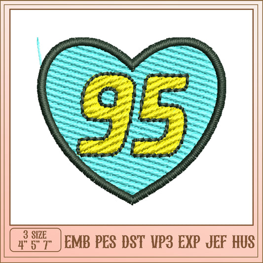 Heart Number 95 Embroidery Design