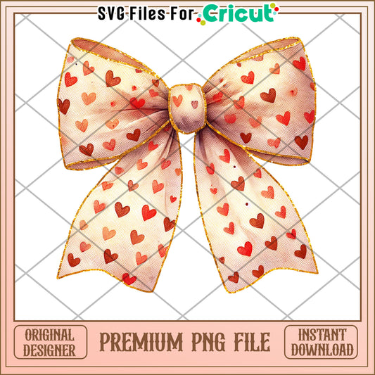 Heart Pattern Bow PNG File for Crafting Projects