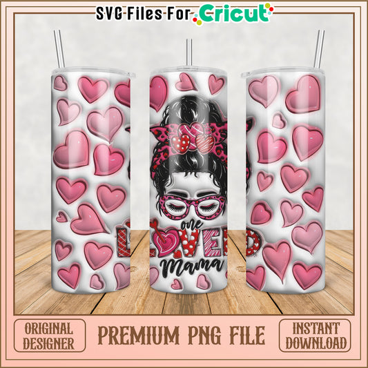Heart Themed Tumbler Design PNG for Cricut DIY Projects Download