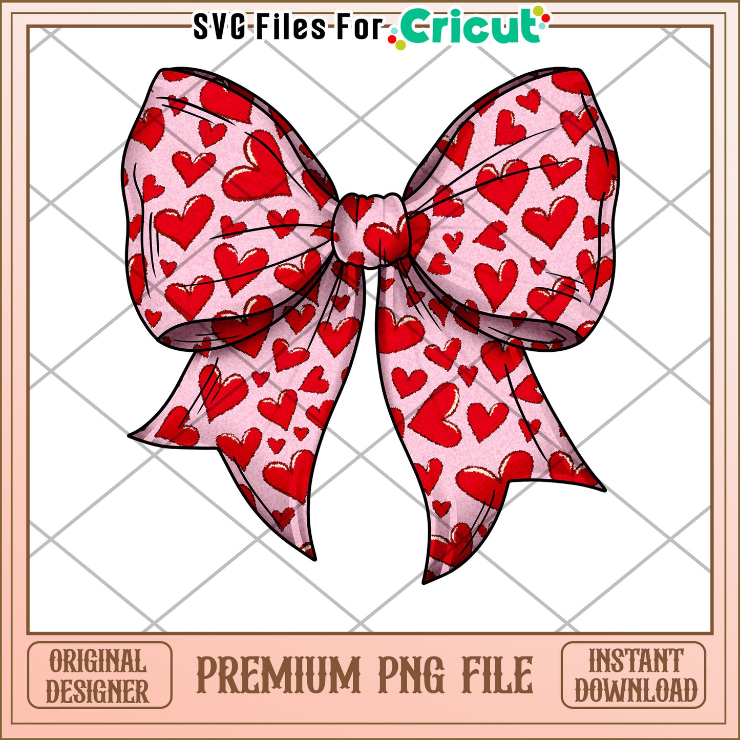 Hearts Bow PNG Valentines Day Design