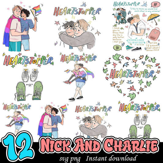 Heartstopper Nick And Charlie Bundle svg, Heartstopper series svg bundle