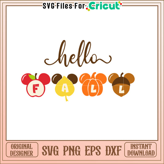 Hello Fall SVG Mickey Mouse