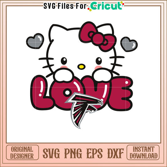 Hello Kitty Atlanta Falcons Love SVG