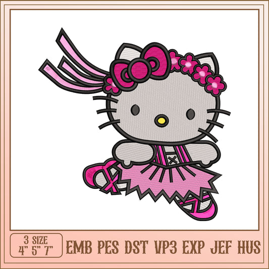 Hello Kitty Ballerina Embroidery Design