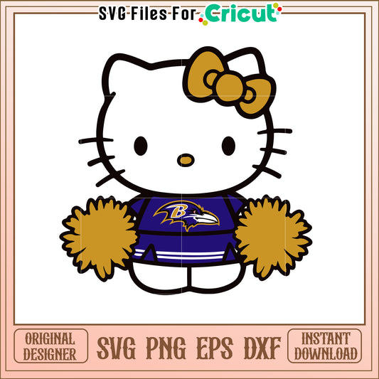 Hello Kitty Baltimore Ravens Cheerleader SVG Design