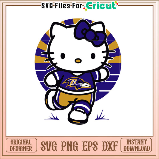 Hello Kitty Baltimore Ravens SVG Design Cute and Fun