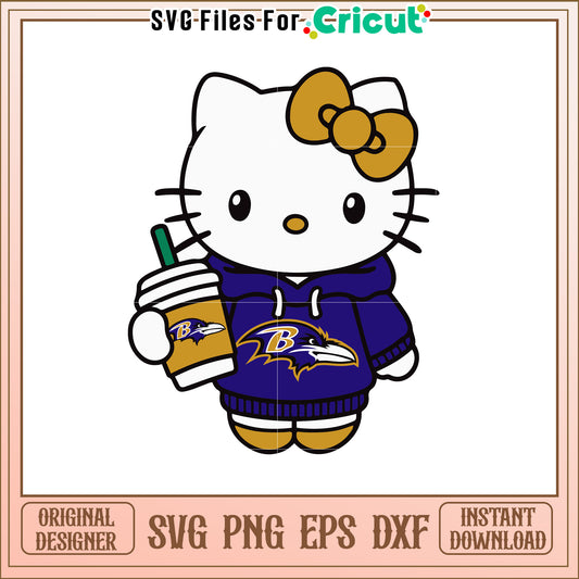 Hello Kitty Baltimore Ravens SVG Design for Fans