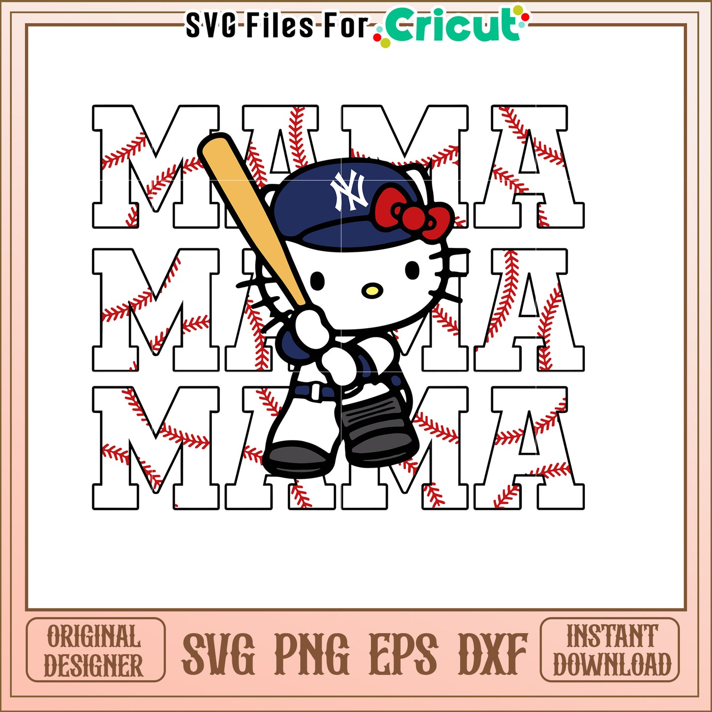 Hello Kitty Baseball Mama SVG
