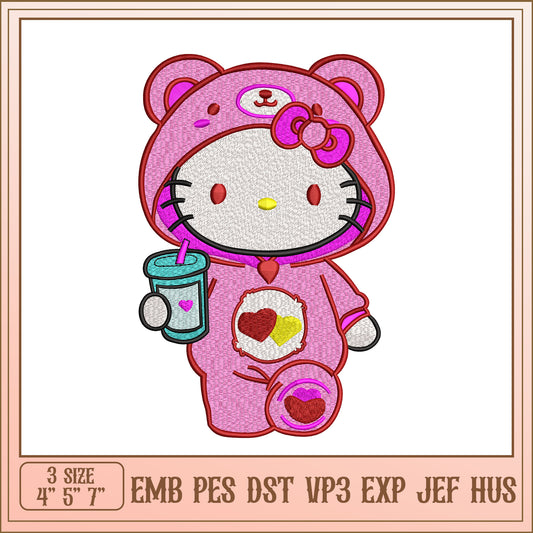 Hello Kitty Bear Embroidery Design