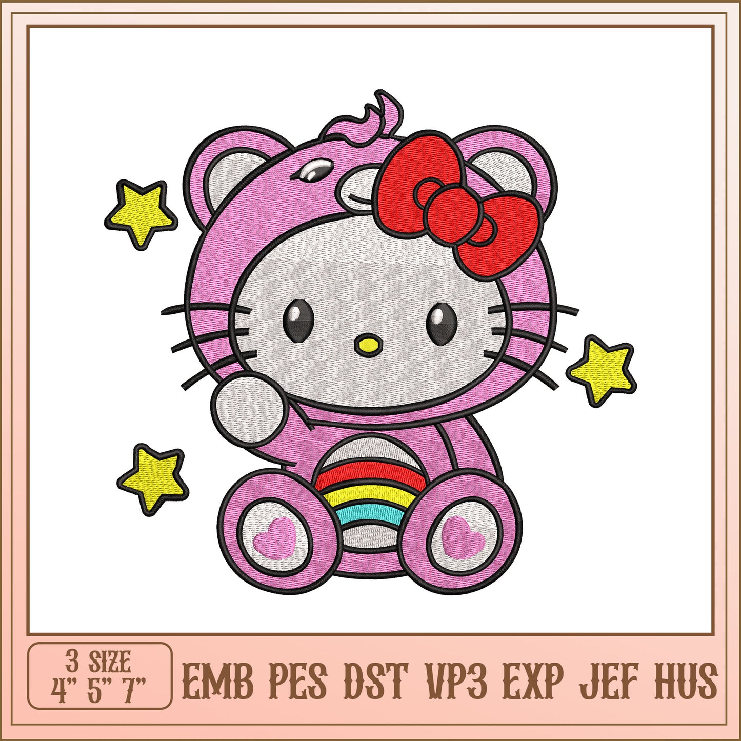 Hello Kitty Bear Embroidery Design