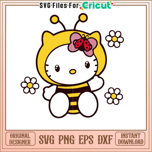 Hello Kitty Bee SVG Cute Cartoon