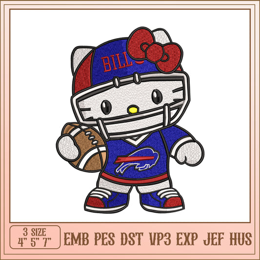 Hello Kitty Bills Football Embroidery Design